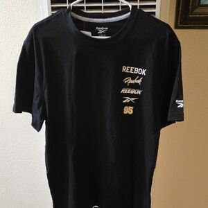 Reebok Men's Black Tee with Gold Accents